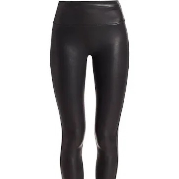 Spanx Faux Leather Leggings Black High Rise Shaping Pants Size Small - Picture 1 of 9